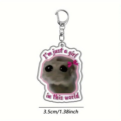 Cute Crying Hamster Acrylic Keychain, Alloy, Cartoon-Themed, Round Ring Clasp, Fashion Accessory For Women, Ideal For Phone Keys & Bag Decoration, Birthday Gift SS69