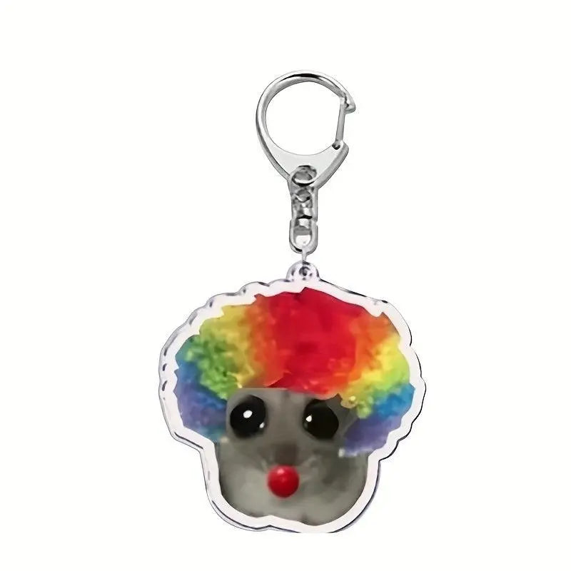 Cute Crying Hamster Acrylic Keychain, Alloy, Cartoon-Themed, Round Ring Clasp, Fashion Accessory For Women, Ideal For Phone Keys & Bag Decoration, Birthday Gift SS69