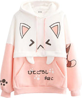 Cute Hoodie Kawaii Cat Print Pullover Hooded Plus - SS69