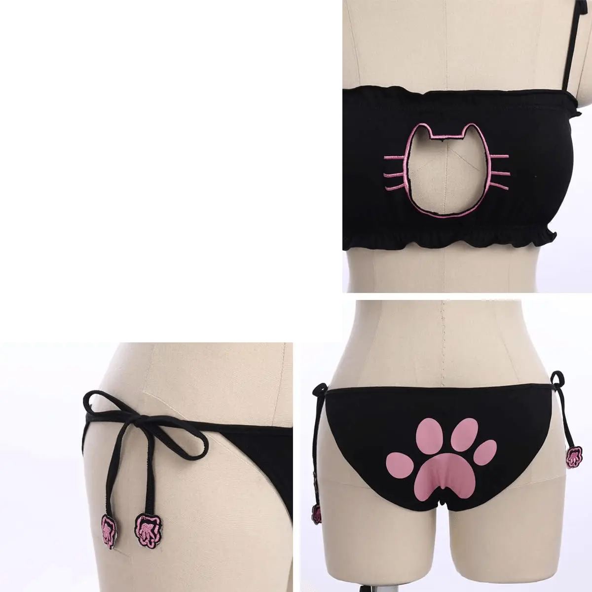 Cute Kawaii Anime Cat Kitten Lingerie Set Micro Bikini - SS69