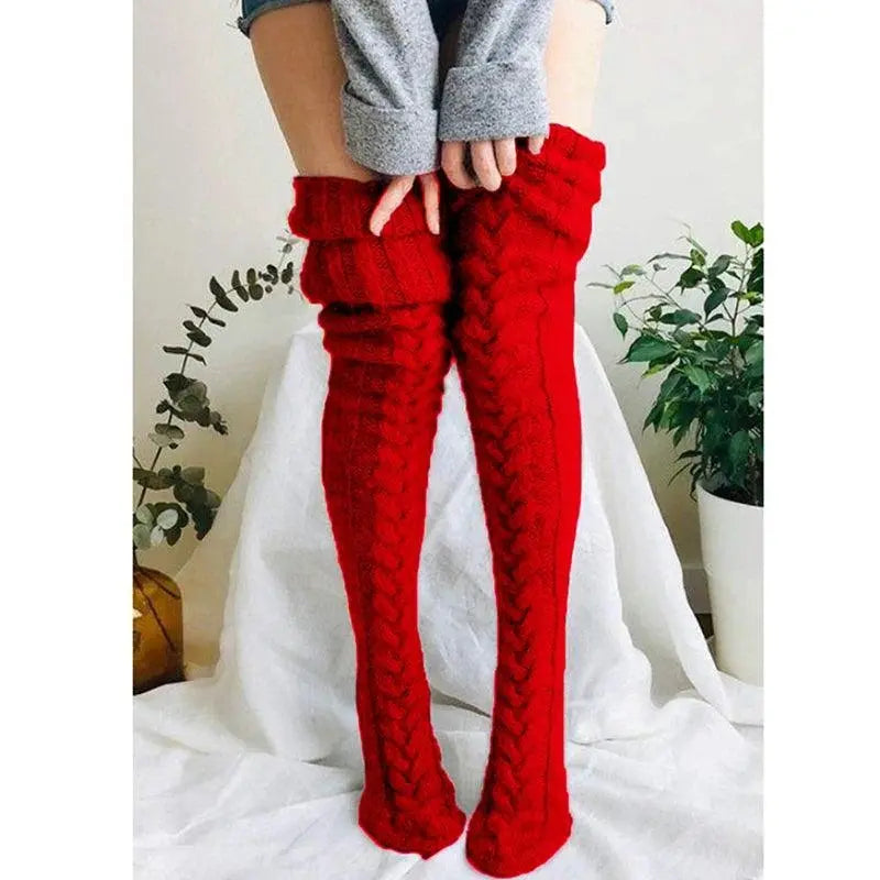 Cute Long Socks Lolita Leg Warmer Knitted Woollen Foot Warmer Stockings Autumn Winter Woman Knee-High Socks Leisure Loose Socks.