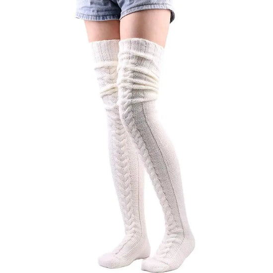Cute Long Socks Lolita Leg Warmer Knitted Woollen Foot Warmer Stockings Autumn Winter Woman Knee-High Socks Leisure Loose Socks.