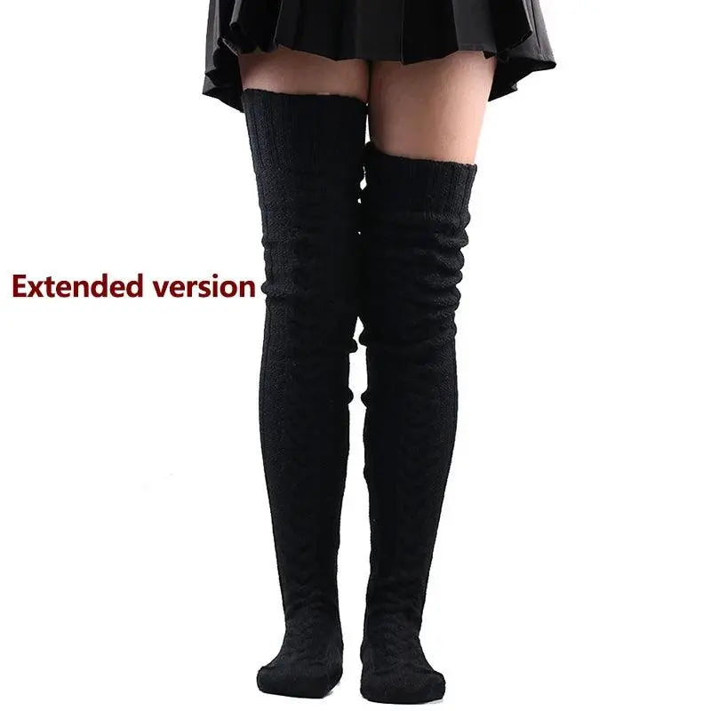 Cute Long Socks Lolita Leg Warmer Knitted Woollen Foot Warmer Stockings Autumn Winter Woman Knee-High Socks Leisure Loose Socks SS69