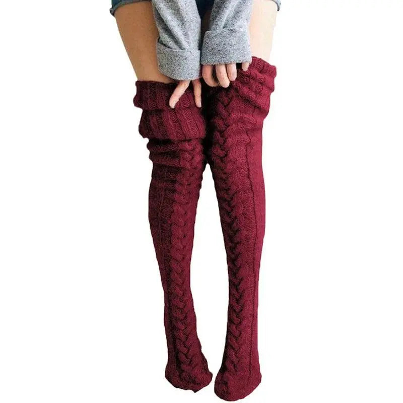 Cute Long Socks Lolita Leg Warmer Knitted Woollen Foot Warmer Stockings Autumn Winter Woman Knee-High Socks Leisure Loose Socks SS69
