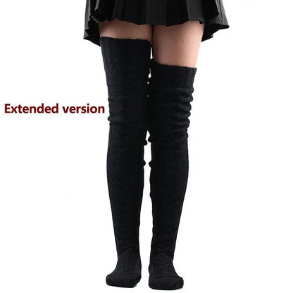 Cute Long Socks Lolita Leg Warmer Knitted Woollen Foot Warmer Stockings Autumn Winter Woman Knee-High Socks Leisure Loose Socks SS69