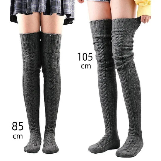 Cute Long Socks Lolita Leg Warmer Knitted Woollen Foot Warmer Stockings Autumn Winter Woman Knee-High Socks Leisure Loose Socks SS69