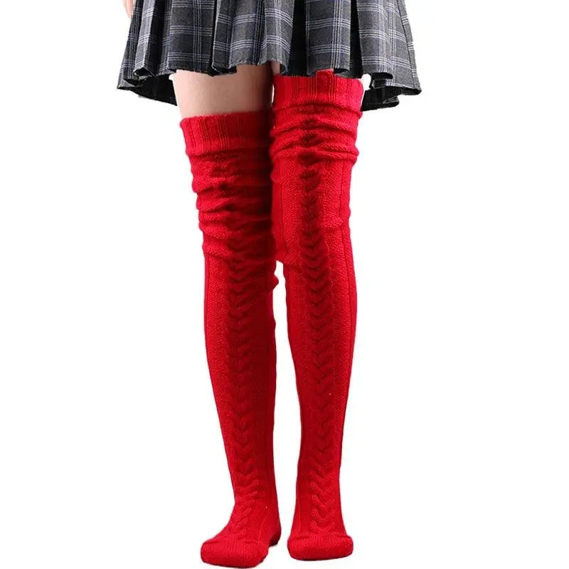 Cute Long Socks Lolita Leg Warmer Knitted Woollen Foot Warmer Stockings Autumn Winter Woman Knee-High Socks Leisure Loose Socks SS69