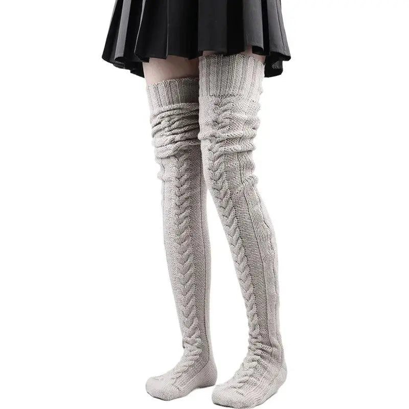 Cute Long Socks Lolita Leg Warmer Knitted Woollen Foot Warmer Stockings Autumn Winter Woman Knee-High Socks Leisure Loose Socks SS69