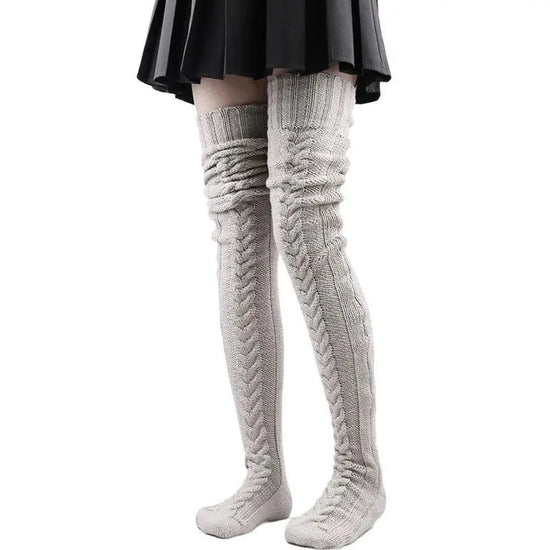 Cute Long Socks Lolita Leg Warmer Knitted Woollen Foot Warmer Stockings Autumn Winter Woman Knee-High Socks Leisure Loose Socks SS69