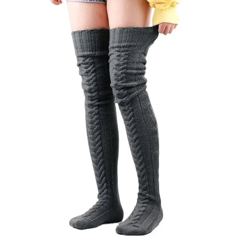 Cute Long Socks Lolita Leg Warmer Knitted Woollen Foot Warmer Stockings Autumn Winter Woman Knee-High Socks Leisure Loose Socks SS69