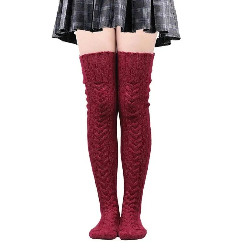 Cute Long Socks Lolita Leg Warmer Knitted Woollen Foot Warmer Stockings Autumn Winter Woman Knee-High Socks Leisure Loose Socks SS69