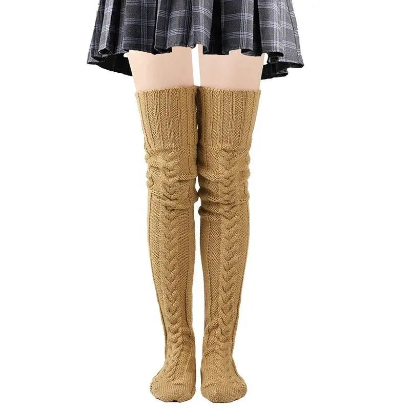 Cute Long Socks Lolita Leg Warmer Knitted Woollen Foot Warmer Stockings Autumn Winter Woman Knee-High Socks Leisure Loose Socks SS69