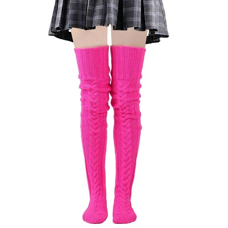 Cute Long Socks Lolita Leg Warmer Knitted Woollen Foot Warmer Stockings Autumn Winter Woman Knee-High Socks Leisure Loose Socks SS69