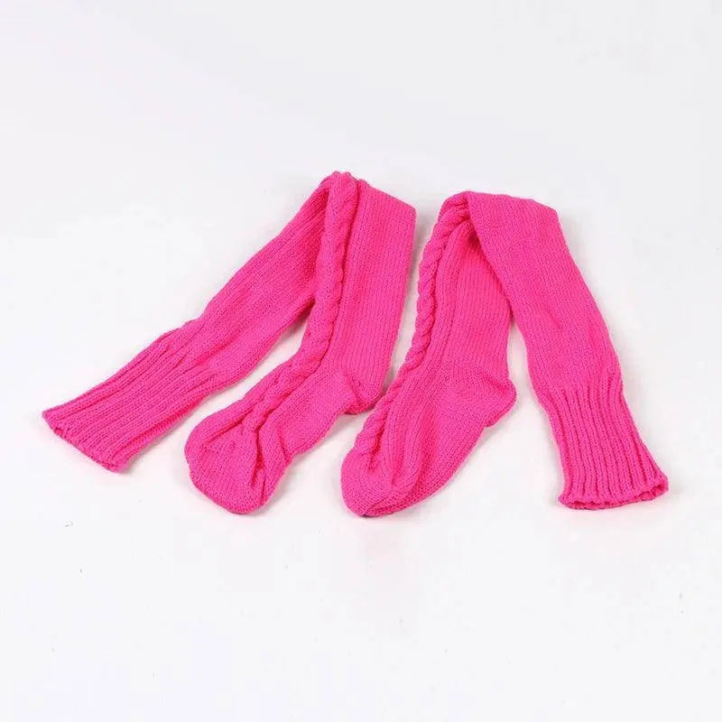 Cute Long Socks Lolita Leg Warmer Knitted Woollen Foot Warmer Stockings Autumn Winter Woman Knee-High Socks Leisure Loose Socks SS69