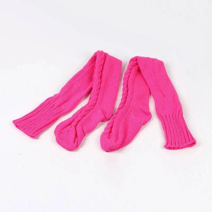 Cute Long Socks Lolita Leg Warmer Knitted Woollen Foot Warmer Stockings Autumn Winter Woman Knee-High Socks Leisure Loose Socks SS69