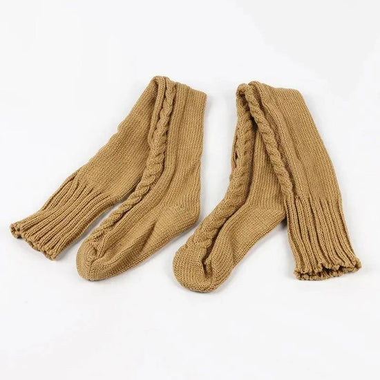 Cute Long Socks Lolita Leg Warmer Knitted Woollen Foot Warmer Stockings Autumn Winter Woman Knee-High Socks Leisure Loose Socks SS69