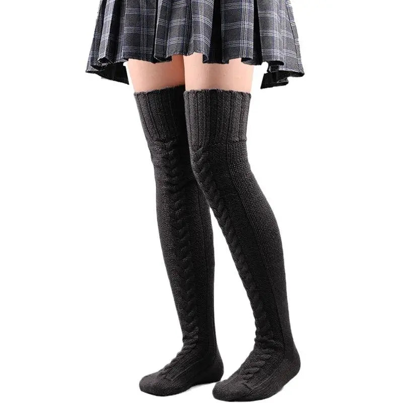 Cute Long Socks Lolita Leg Warmer Knitted Woollen Foot Warmer Stockings Autumn Winter Woman Knee-High Socks Leisure Loose Socks SS69 11.69 Black / 85CM