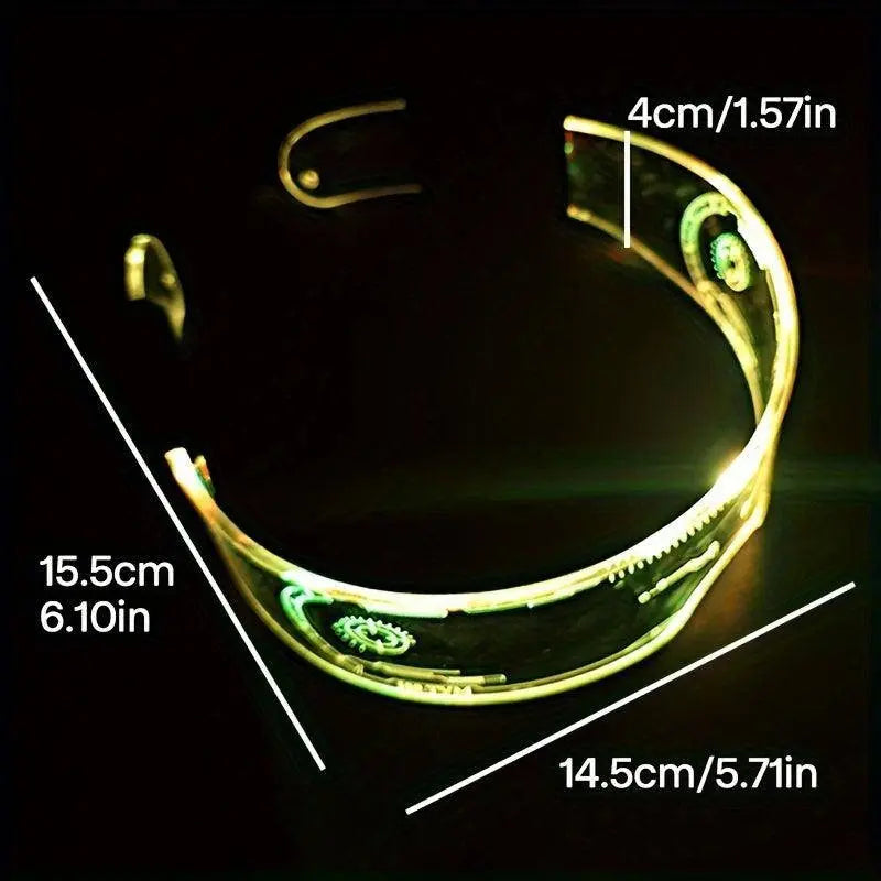 Cyberpunk LED Geometric Glasses with Button Battery Power, Sports Style Photochromatic Lens, Plastic Frame, Hiking Suitable, Fantasy Themed Holiday Decoration Eyewear with Battery Included - SS69