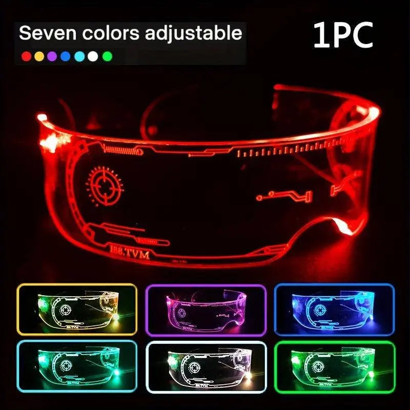 Cyberpunk LED Geometric Glasses with Button Battery Power, Sports Style Photochromatic Lens, Plastic Frame, Hiking Suitable, Fantasy Themed Holiday Decoration Eyewear with Battery Included - SS69