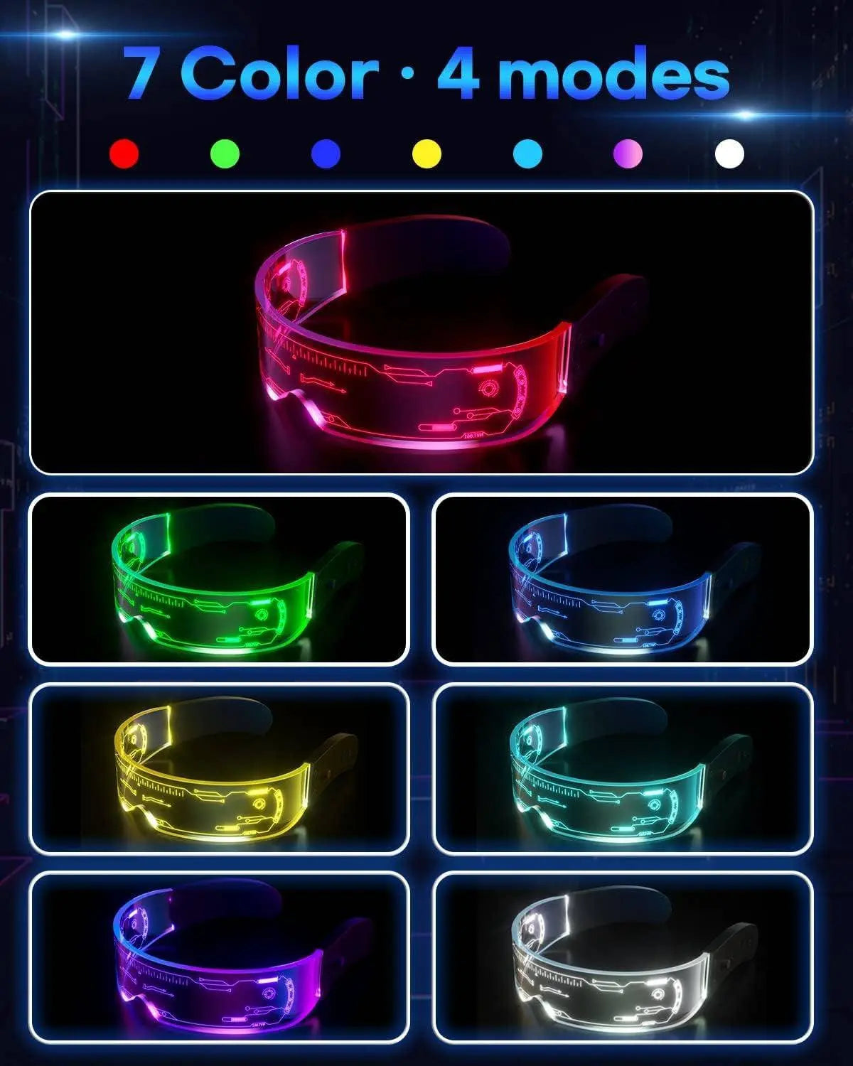 Cyberpunk LED Glasses Party Glow Visor LED Glasses - SS69