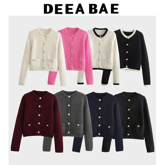 DEEABAE  High Quality Women's Winter Sweater  Button-decorated Pocket Knitwear Sweater Cardigan For Women Korean Popular Clothes SS69