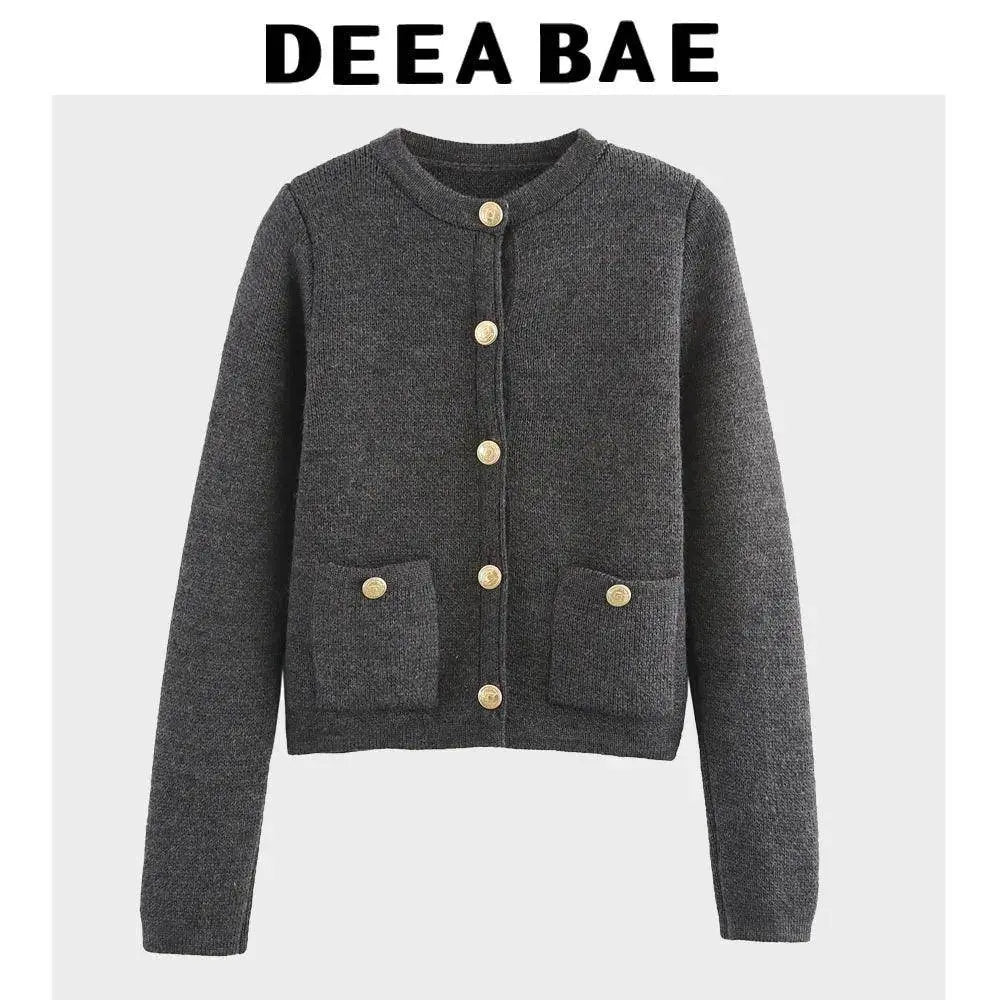 DEEABAE  High Quality Women's Winter Sweater  Button-decorated Pocket Knitwear Sweater Cardigan For Women Korean Popular Clothes SS69