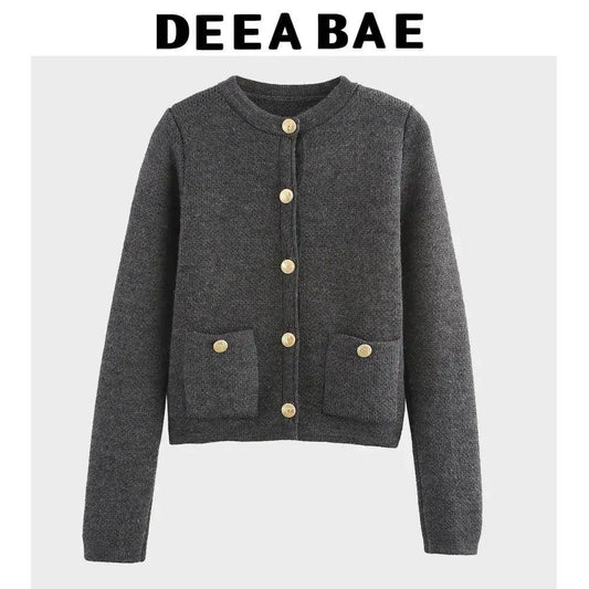 DEEABAE  High Quality Women's Winter Sweater  Button-decorated Pocket Knitwear Sweater Cardigan For Women Korean Popular Clothes SS69