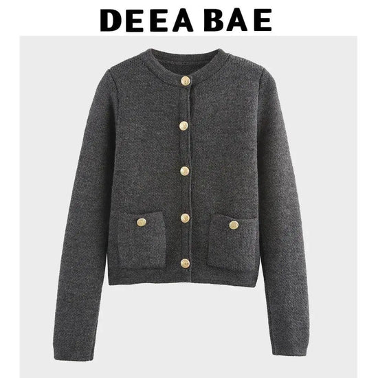 DEEABAE  High Quality Women's Winter Sweater  Button-decorated Pocket Knitwear Sweater Cardigan For Women Korean Popular Clothes SS69