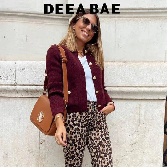 DEEABAE  High Quality Women's Winter Sweater  Button-decorated Pocket Knitwear Sweater Cardigan For Women Korean Popular Clothes SS69