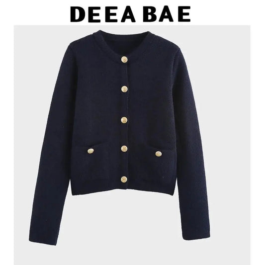 DEEABAE  High Quality Women's Winter Sweater  Button-decorated Pocket Knitwear Sweater Cardigan For Women Korean Popular Clothes SS69