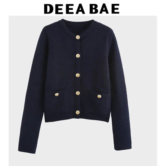 DEEABAE  High Quality Women's Winter Sweater  Button-decorated Pocket Knitwear Sweater Cardigan For Women Korean Popular Clothes SS69