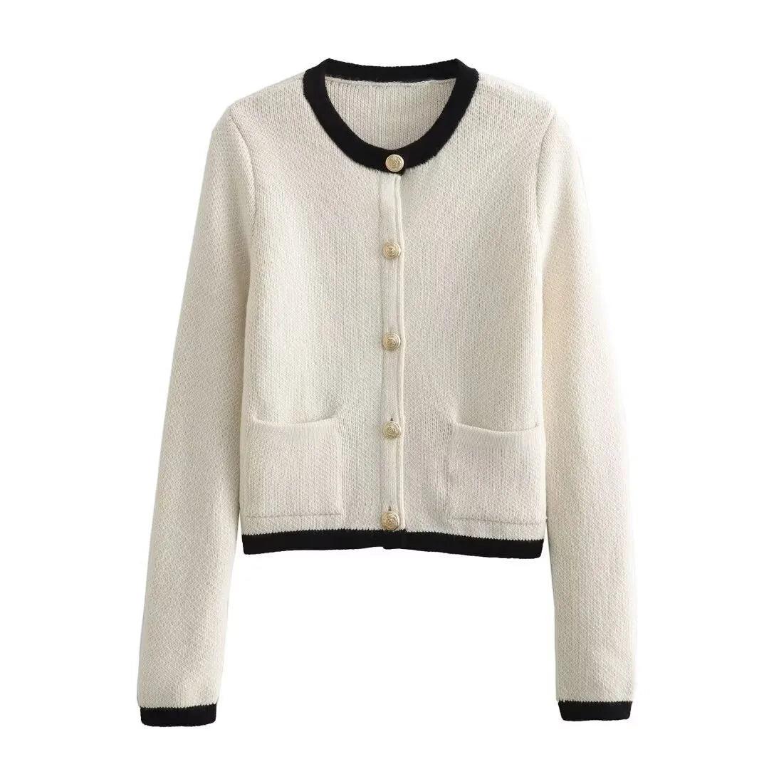 DEEABAE  High Quality Women's Winter Sweater  Button-decorated Pocket Knitwear Sweater Cardigan For Women Korean Popular Clothes SS69 47.69 Black Collar / S