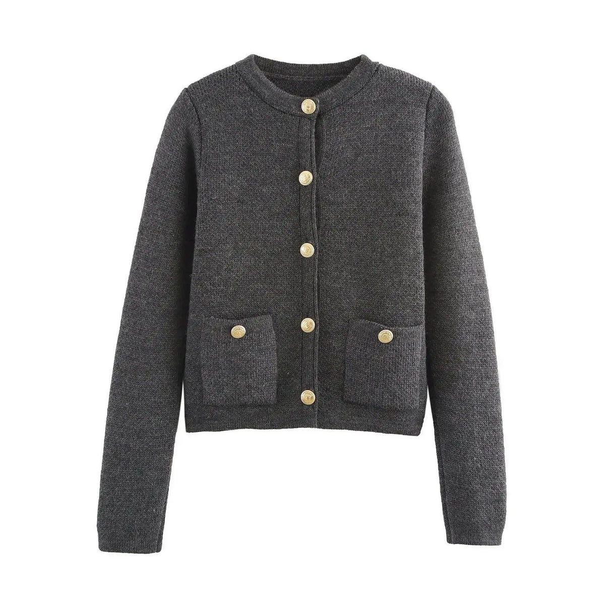 DEEABAE  High Quality Women's Winter Sweater  Button-decorated Pocket Knitwear Sweater Cardigan For Women Korean Popular Clothes SS69 47.69 dark grey / S