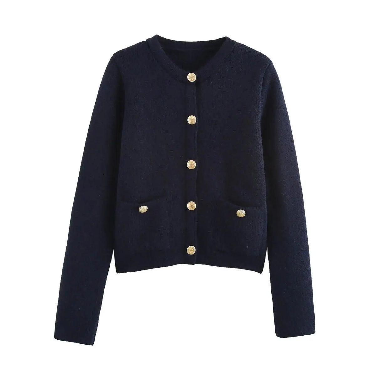DEEABAE  High Quality Women's Winter Sweater  Button-decorated Pocket Knitwear Sweater Cardigan For Women Korean Popular Clothes SS69 47.69 navy blue / S