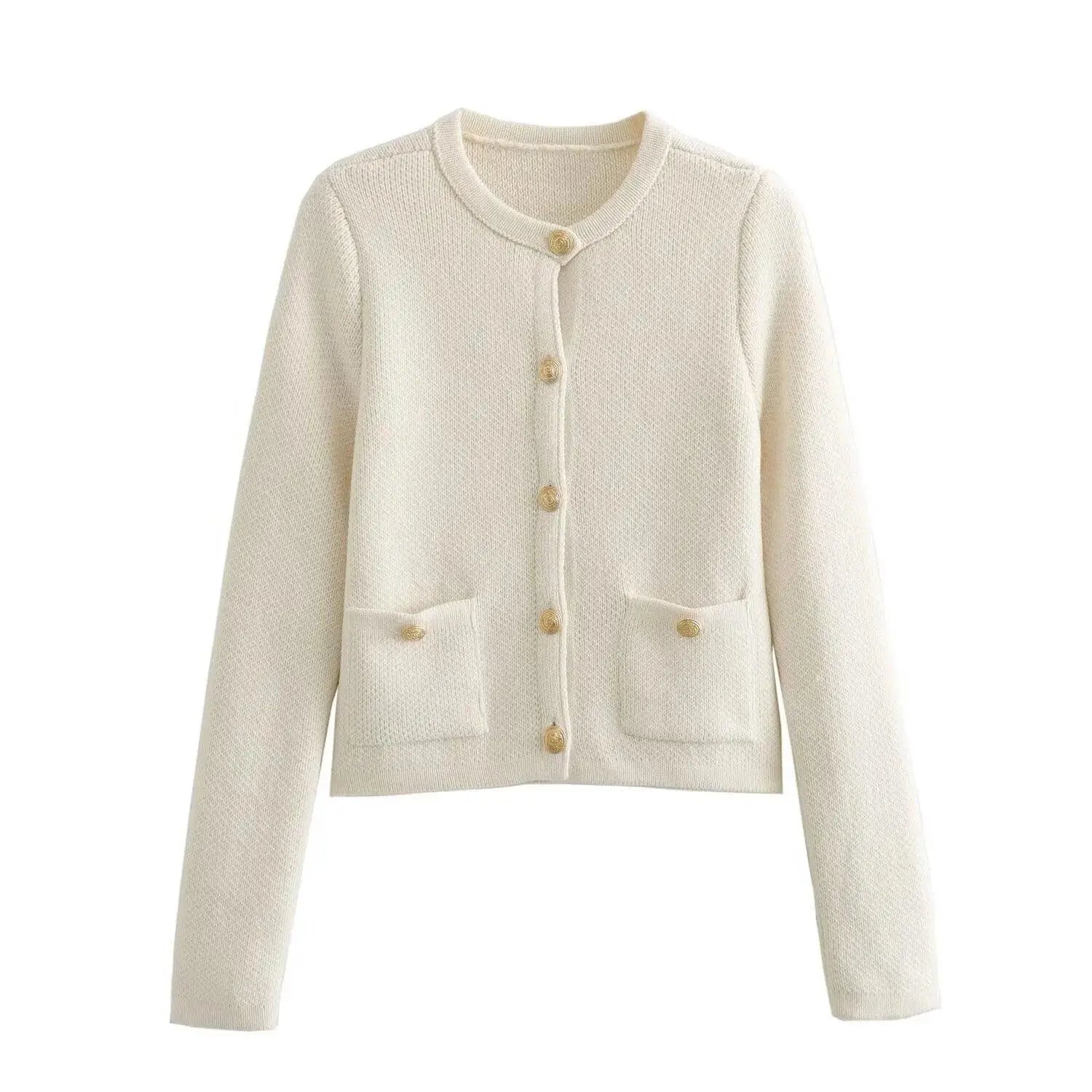 DEEABAE  High Quality Women's Winter Sweater  Button-decorated Pocket Knitwear Sweater Cardigan For Women Korean Popular Clothes SS69 46.69 white / S