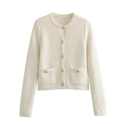 DEEABAE  High Quality Women's Winter Sweater  Button-decorated Pocket Knitwear Sweater Cardigan For Women Korean Popular Clothes SS69 46.69 white / S