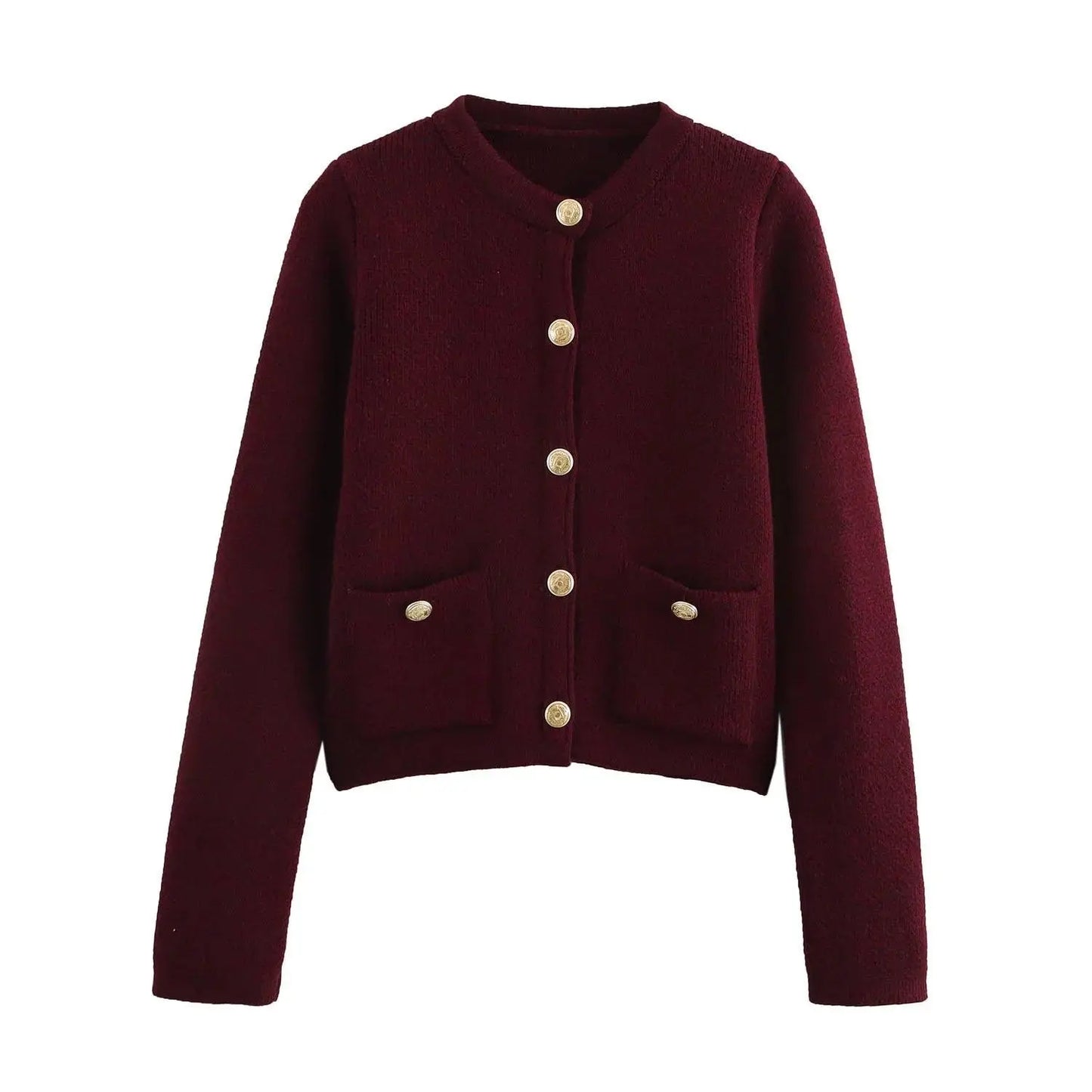 DEEABAE  High Quality Women's Winter Sweater  Button-decorated Pocket Knitwear Sweater Cardigan For Women Korean Popular Clothes SS69 47.69 claret / M