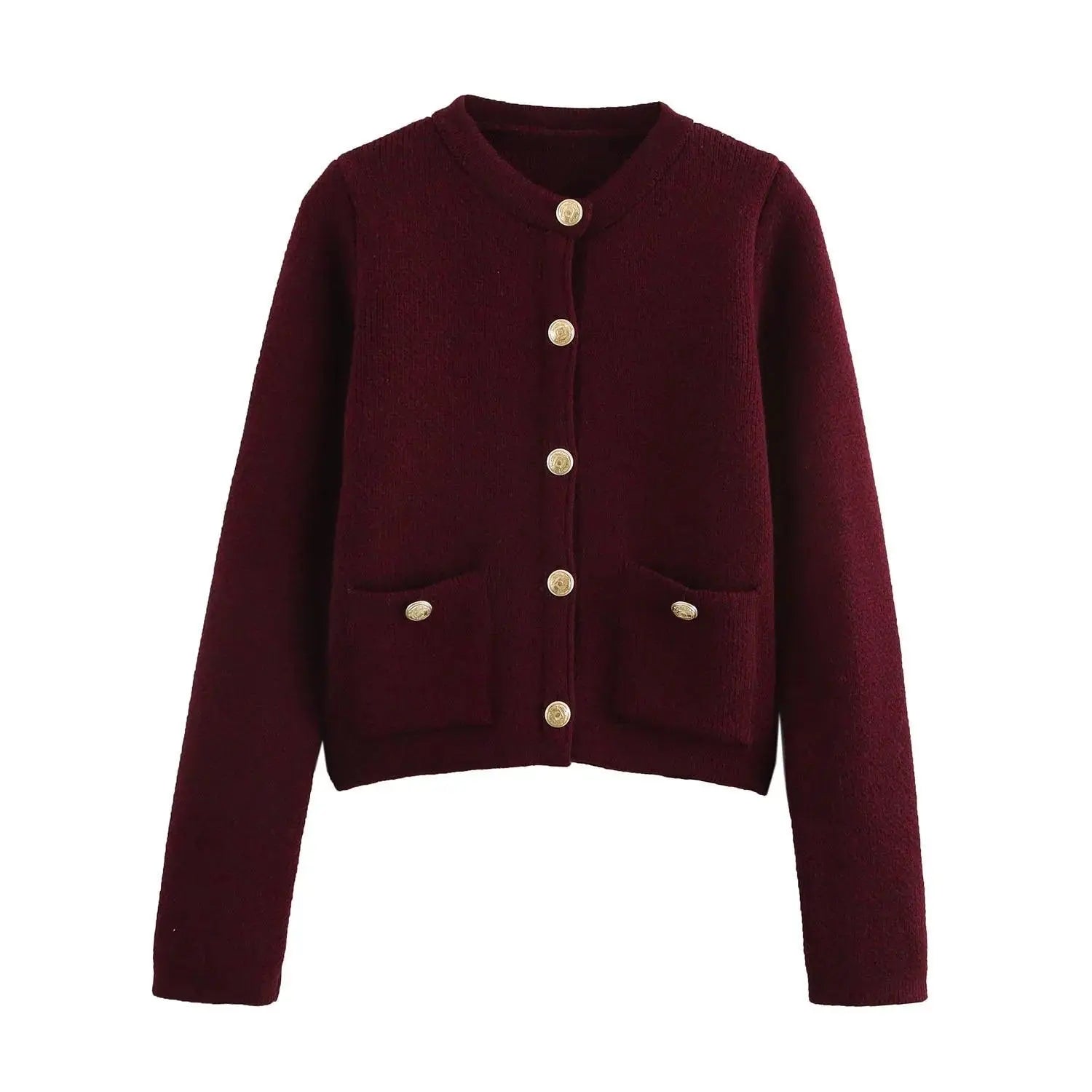 DEEABAE  High Quality Women's Winter Sweater  Button-decorated Pocket Knitwear Sweater Cardigan For Women Korean Popular Clothes SS69 47.69 claret / M