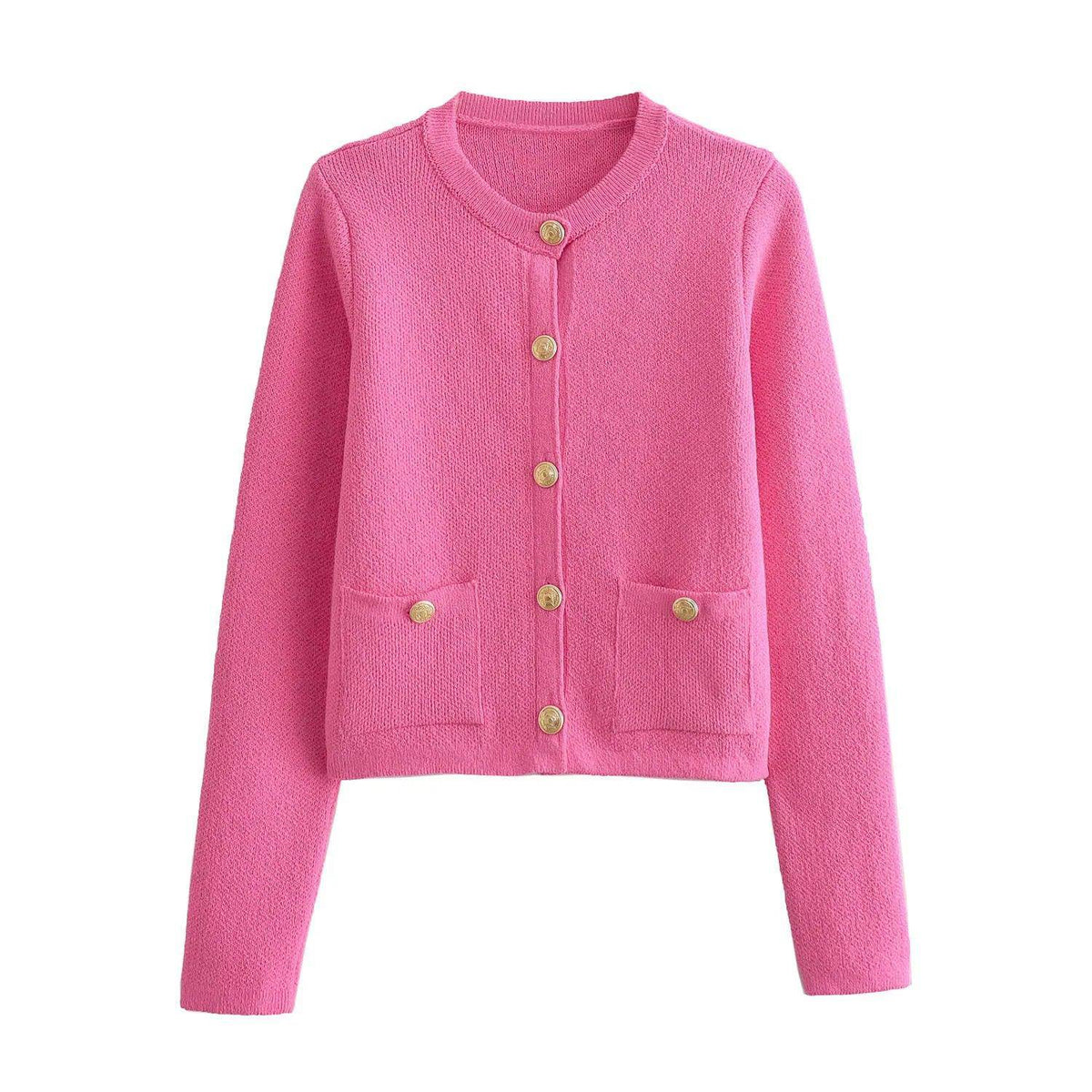 DEEABAE  High Quality Women's Winter Sweater  Button-decorated Pocket Knitwear Sweater Cardigan For Women Korean Popular Clothes SS69 47.69 rose red / L