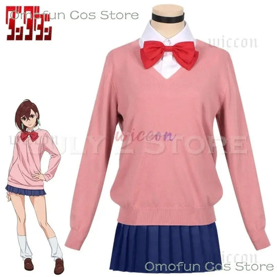 Dandadan Momo Ayase Cosplay Costume Wig Anime School JK Uniform Earrings Pink Sweater Skirt Halloween Party Women Roleplay Sets SS69