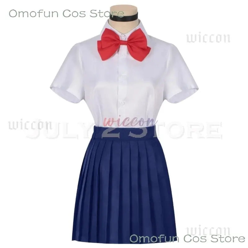 Dandadan Momo Ayase Cosplay Costume Wig Anime School JK Uniform Earrings Pink Sweater Skirt Halloween Party Women Roleplay Sets SS69