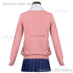 Dandadan Momo Ayase Cosplay Costume Wig Anime School JK Uniform Earrings Pink Sweater Skirt Halloween Party Women Roleplay Sets SS69