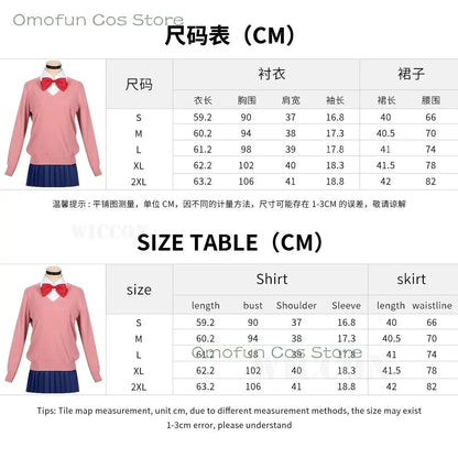 Dandadan Momo Ayase Cosplay Costume Wig Anime School JK Uniform Earrings Pink Sweater Skirt Halloween Party Women Roleplay Sets SS69
