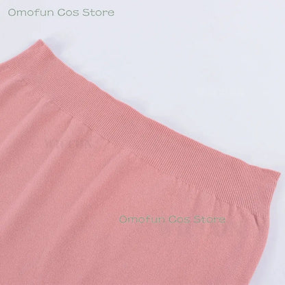 Dandadan Momo Ayase Cosplay Costume Wig Anime School JK Uniform Earrings Pink Sweater Skirt Halloween Party Women Roleplay Sets SS69