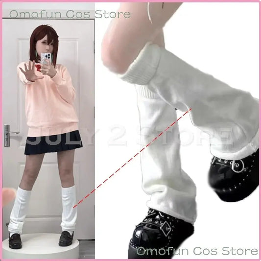 Dandadan Momo Ayase Cosplay Costume Wig Anime School JK Uniform Earrings Pink Sweater Skirt Halloween Party Women Roleplay Sets SS69 11.69 legging / L