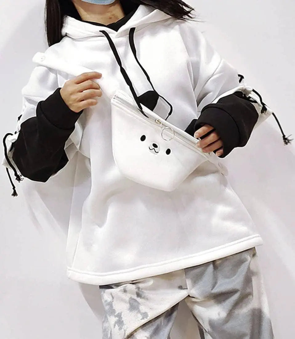 Delle Donne Kawaii Anime Orso Anime Top Falso in Due Pezzi Con Cappuccio Teen Girls Harajuku Style Pullover Felpa - SS69