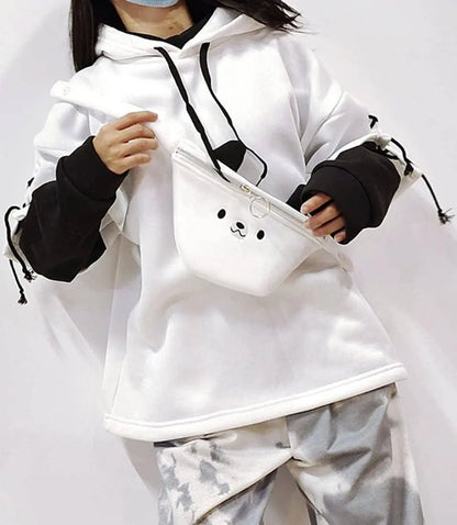 Delle Donne Kawaii Anime Orso Anime Top Falso in Due Pezzi Con Cappuccio Teen Girls Harajuku Style Pullover Felpa - SS69