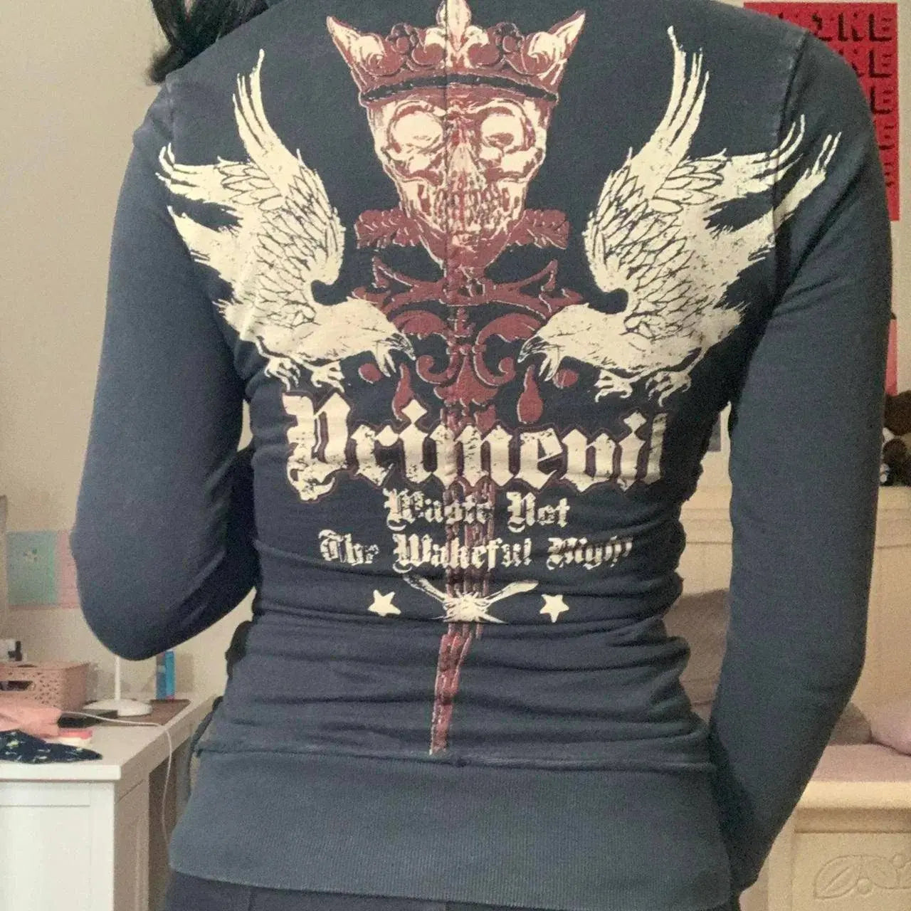 Dourbesty Vintage Bandage Zip-up Sweatshirts Y2k Aesthetic Print Women Long Sleeve Crop Tops 2000s Retro Jackets Grunge Clothes SS69