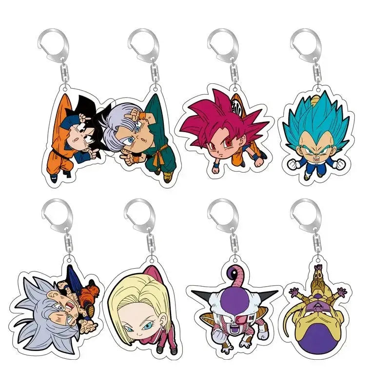 Dragon Ball Anime Figure Key Chain Goku Transparent Acrylic Double-Sided Printed Keychain Cute Backpack Pendant Birthday Gifts SS69