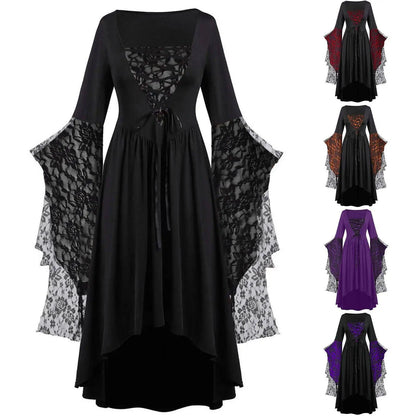 Dress Trumpet Sleeve Long Plus Size | Vintage Witch Vampire Dress - SS69